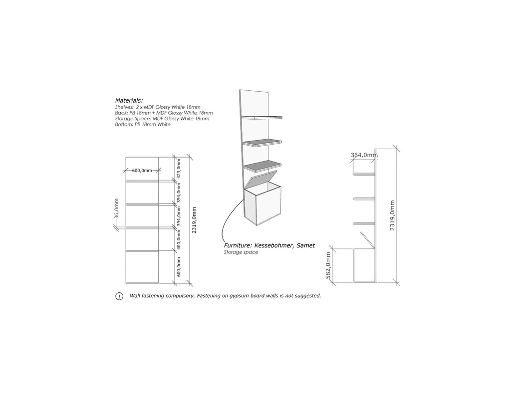 MurphySofa - 60cm side shelf with Storage Box