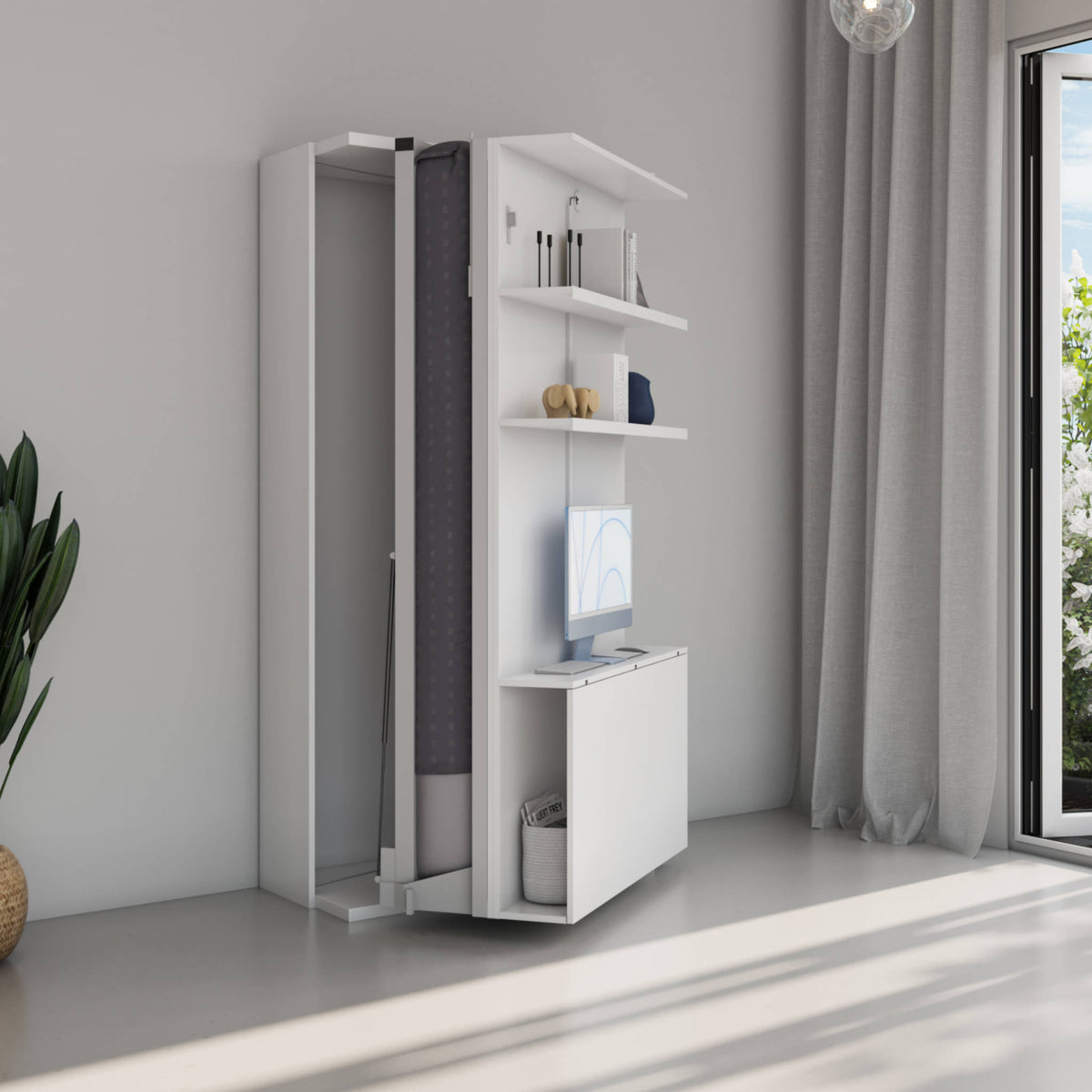 Compatto LSG - Twin Revolving Murphy Bed Bookcase with Desk
