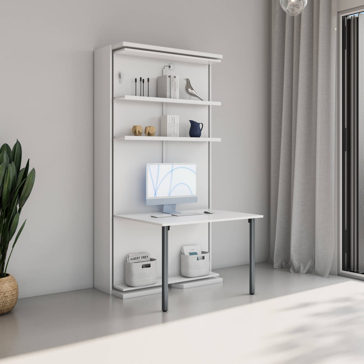 Compatto LSG - Twin Revolving Murphy Bed Bookcase with Desk
